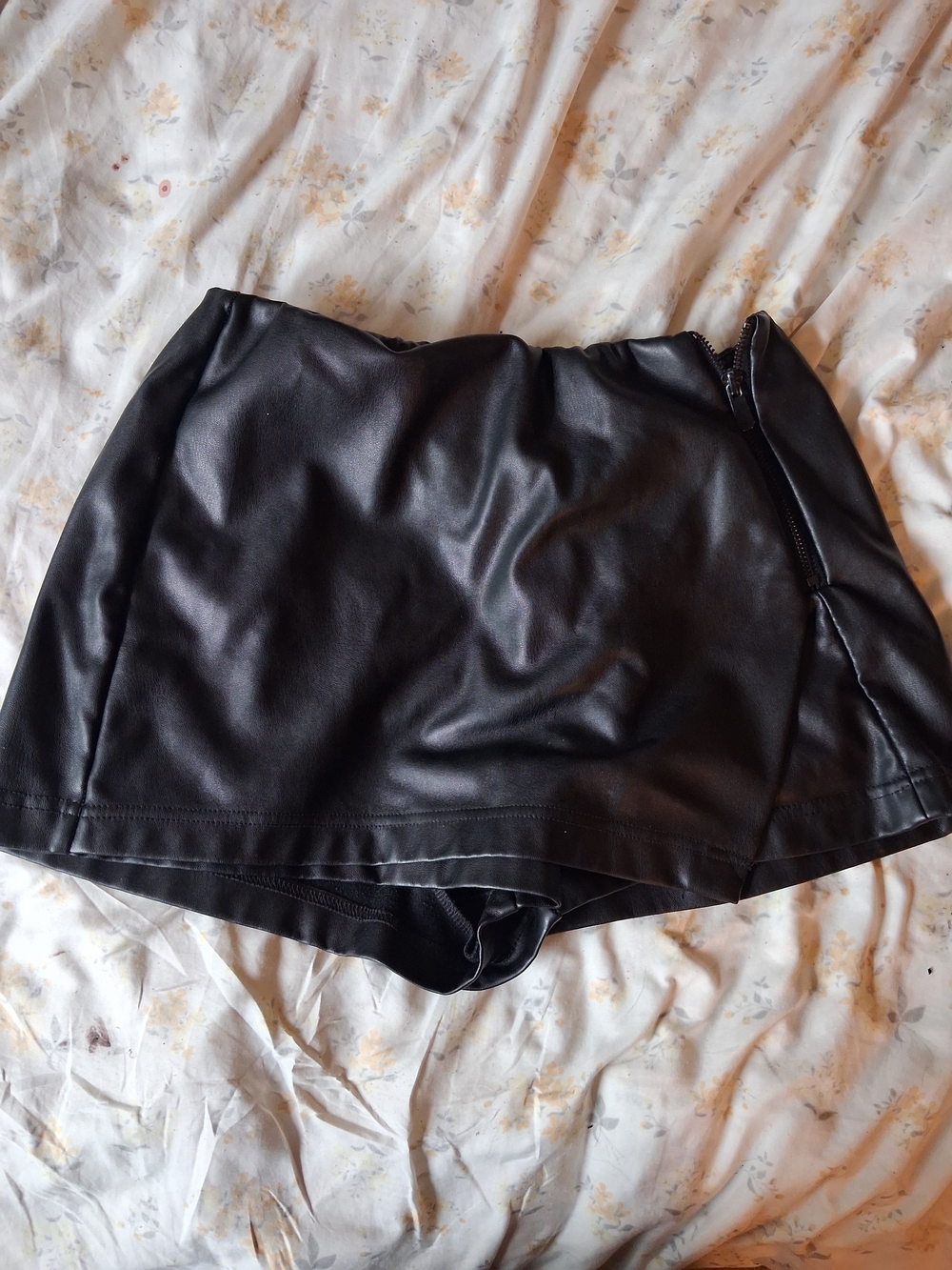 Fashion Nova Black Faux Leather Mini Skort